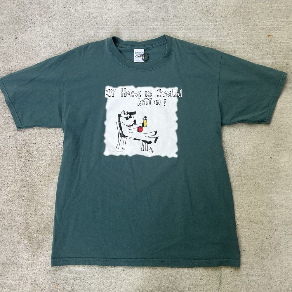 Y2K My Horse Is Spoiled Rotten Humor Art Graphic T Shirt